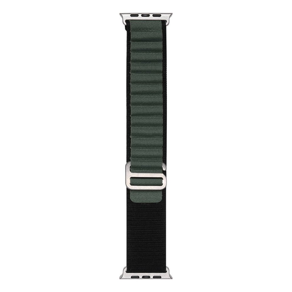 Apple Watch 2/3/4/5/6/7/8/9/se/nike 38mm 40mm 41mm Hasır Kordon Tasarım (band-74) Siyah-Yeşil