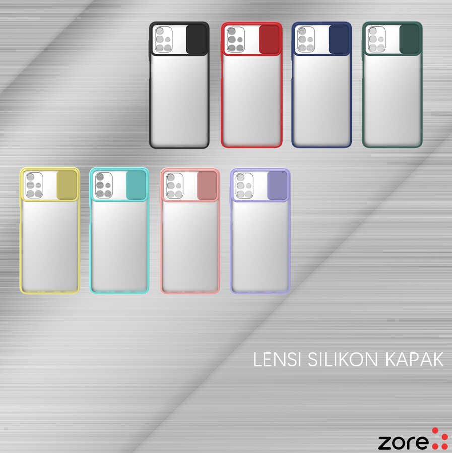 Samsung Galaxy M51 Kılıf Slayt Sürgülü Kamera Korumalı Renkli Silikon Kapak Siyah