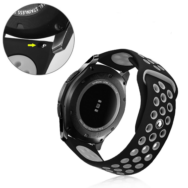 Huawei GT2 PRO / GT2 46MM (22 mm) Silikon Kordon Kayış Tasarım (KRD-02) Siyah-Mor
