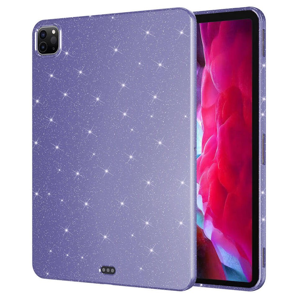 Apple iPad Pro 11'' (MNXD3TU/A) 2022 M2 Kılıf Simli Glittering Tam Korumalı (Koton Case) Gümüş