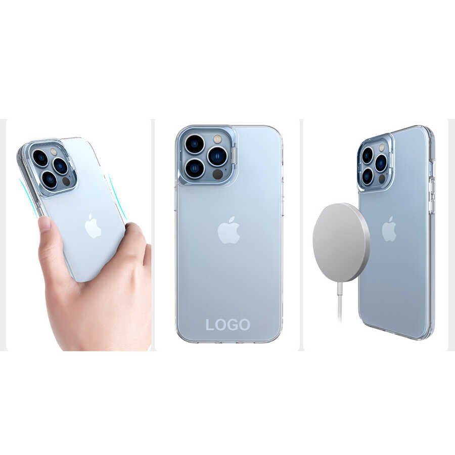 Apple  iPhone 13 Pro Kılıf Standlı Köşe ve Kamera Korumalı Sert Sararmaz Şeffaf Kapak (Skuba) Gümüş