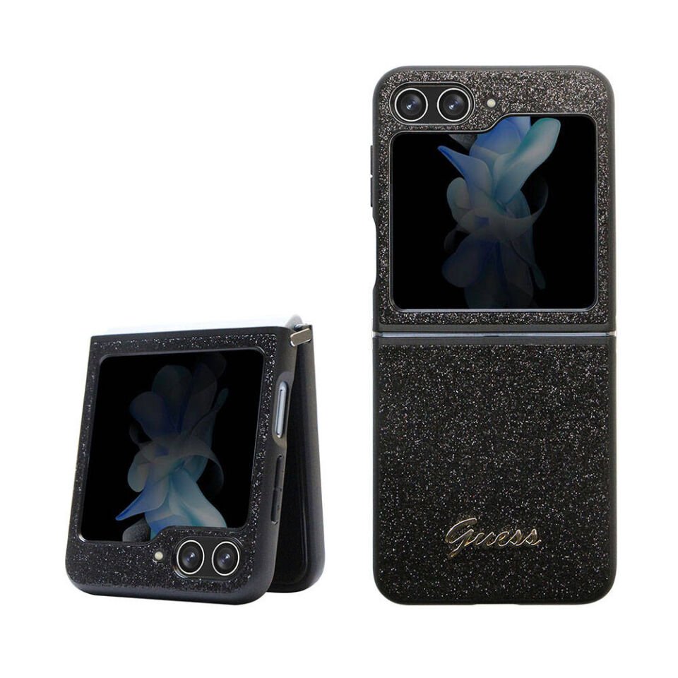 Samsung Galaxy Z Flip 5 Kılıf Guess Orjinal Lisanslı Yazı Logolu Glitter Script Kapak