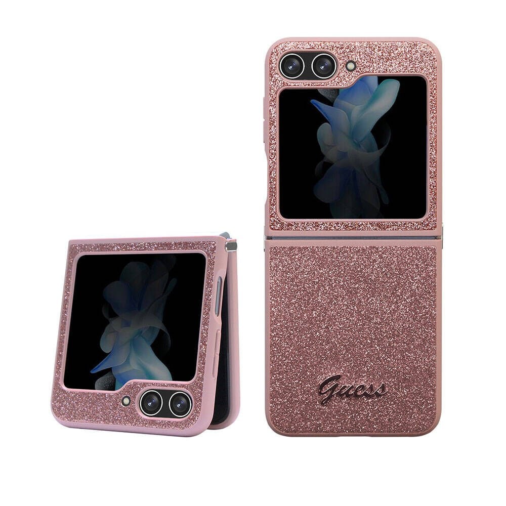 Samsung Galaxy Z Flip 5 Kılıf Guess Orjinal Lisanslı Yazı Logolu Glitter Script Kapak