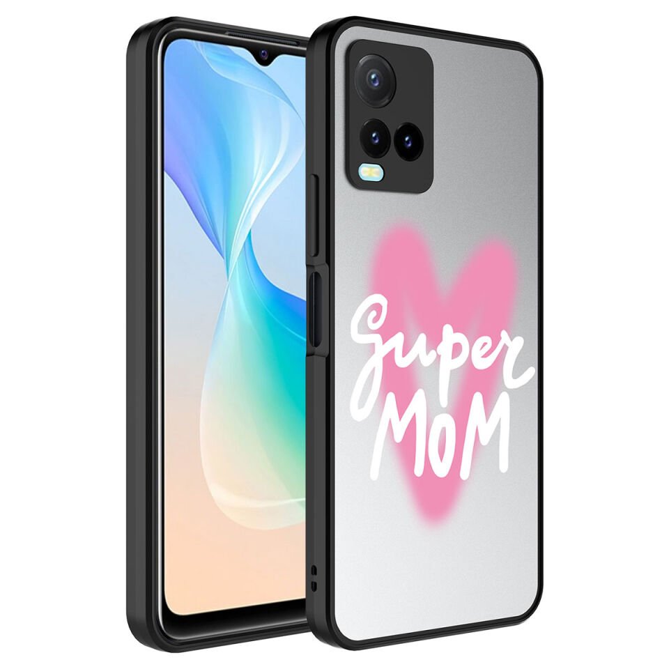 Vivo Y21S Kılıf Aynalı Desenli Kamera Korumalı Parlak Renkli Sert Kapak (Mirror) Fragile