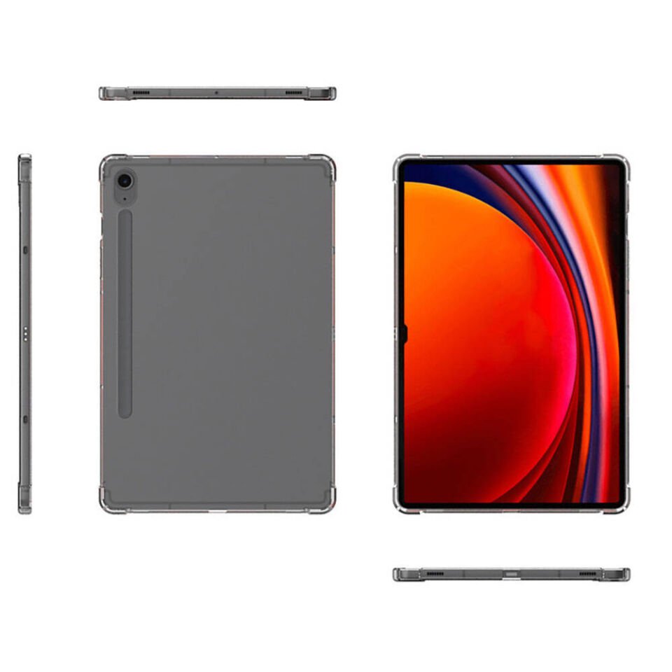 Samsung Galaxy Tab S8 Şeffaf Tablet Kılıf Köşelerden Ultra Dayanıklı Kalem Bölmeli Tasarım(T-ANTİ) Renksiz