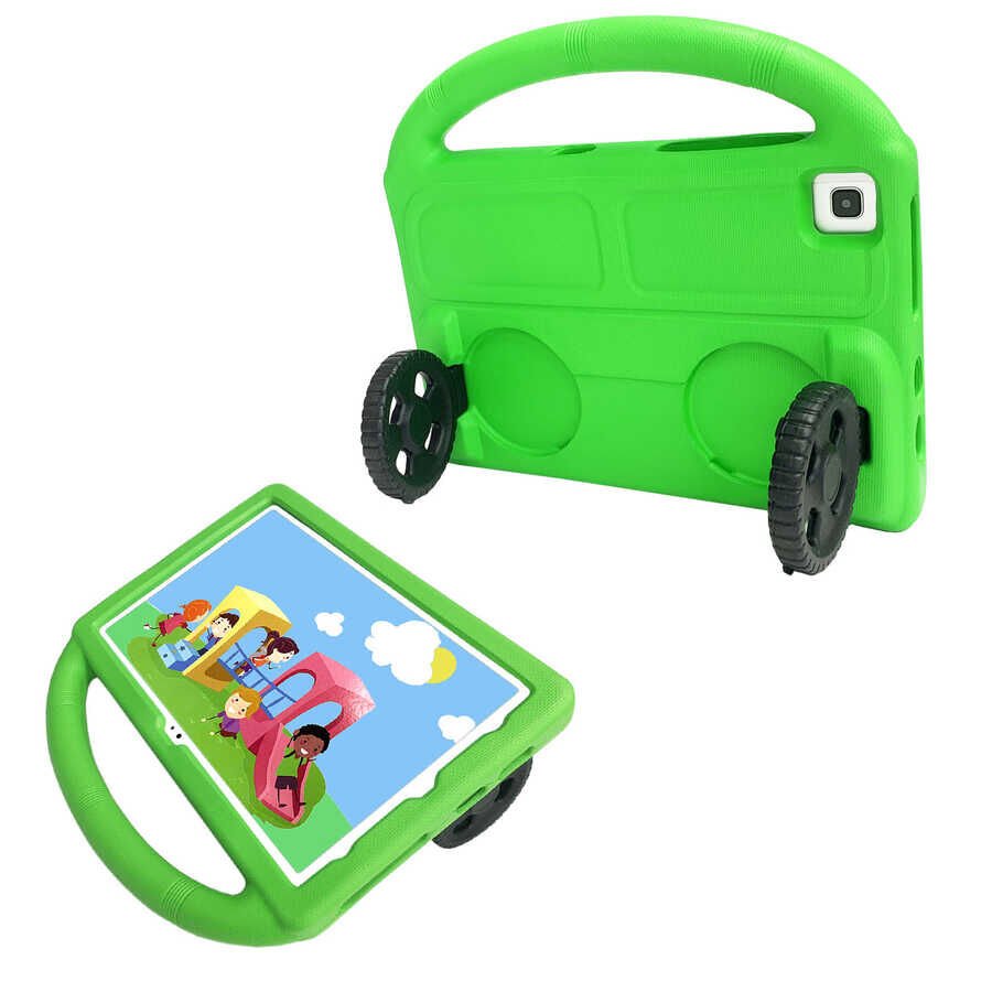 Samsung Galaxy Tab A7 10.4 T500 2020 HEPTEKİLETİŞİM Wheel Car Tekerlek Standlı Tablet Eva Silikon Kılıf