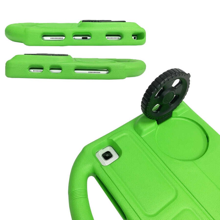 Samsung Galaxy Tab A7 10.4 T500 2020 HEPTEKİLETİŞİM Wheel Car Tekerlek Standlı Tablet Eva Silikon Kılıf