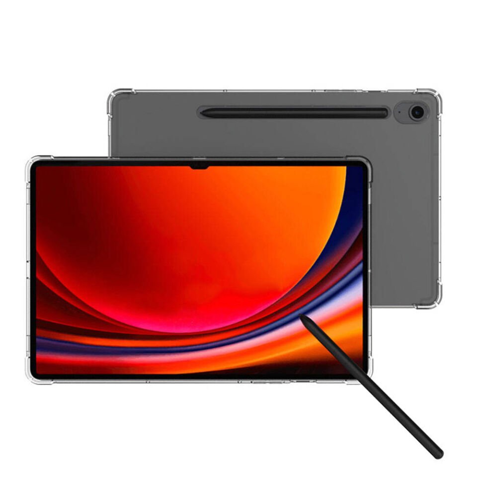 Samsung Galaxy Tab S9 FE Şeffaf Tablet Kılıf Köşelerden Ultra Dayanıklı Kalem Bölmeli (T-ANTİ) Renksiz
