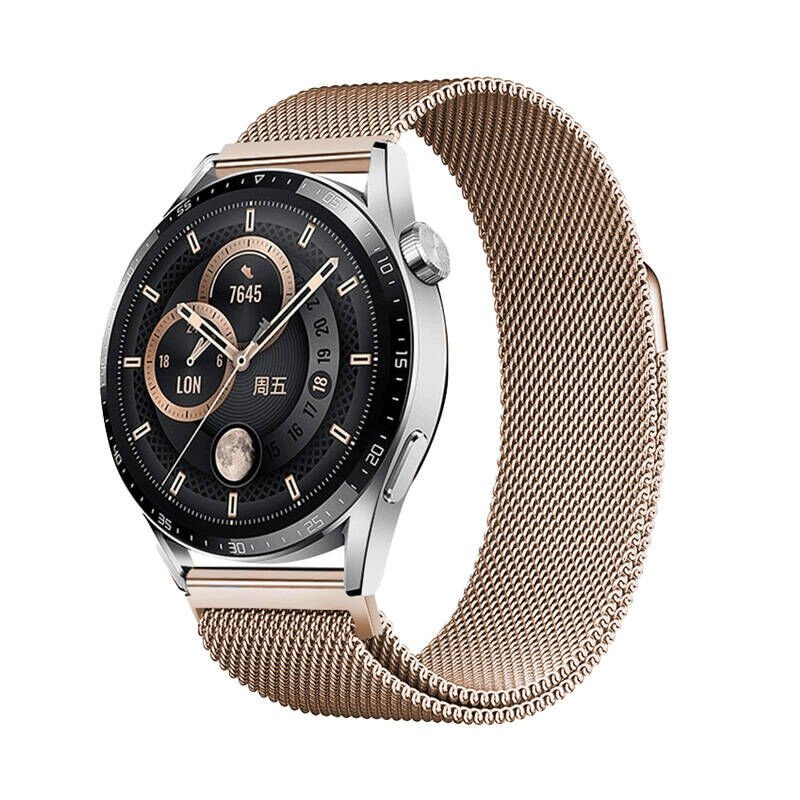 Huawei Watch GT3 46mm Metal Hasır Kordon (Band-12) Rose Gold