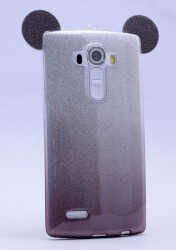LG G4 Kılıf HEPTEKİLETİŞİM Micky Kulaklı Simli Silikon