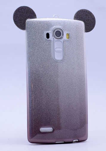 LG G4 Kılıf HEPTEKİLETİŞİM Micky Kulaklı Simli Silikon