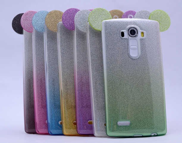 LG G4 Kılıf HEPTEKİLETİŞİM Micky Kulaklı Simli Silikon