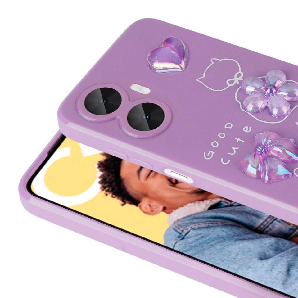 Realme C55 Kılıf Kamera Korumalı Kabartma Figürlü Parlak Silikon Kapak (Toys) Beyaz