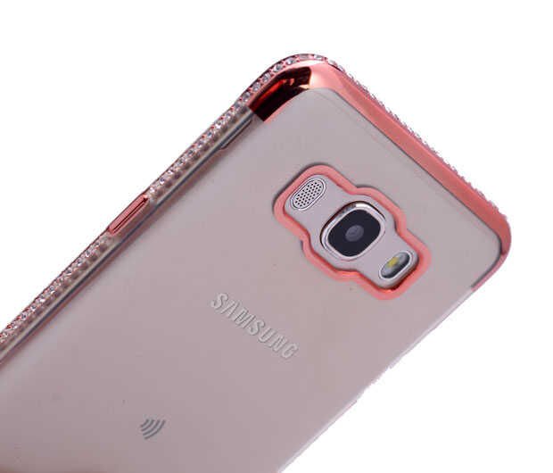 Galaxy J3 2017 Kılıf Zore Kenarı Tek Sıra Taşlı Silikon