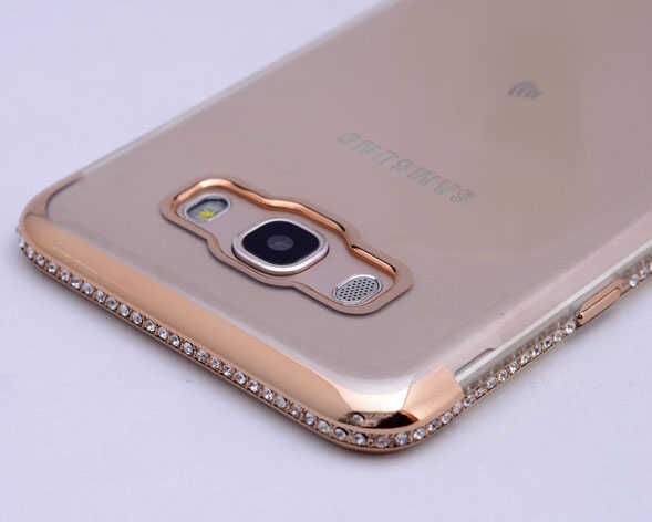 Galaxy J3 2017 Kılıf Zore Kenarı Tek Sıra Taşlı Silikon
