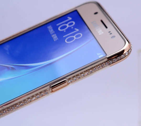 Galaxy J3 2017 Kılıf Zore Kenarı Tek Sıra Taşlı Silikon