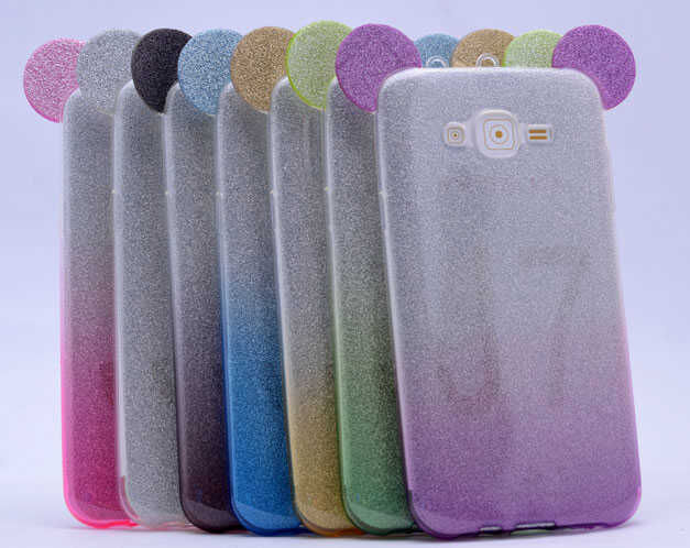 Samsung Galaxy J5 Kılıf HEPTEKİLETİŞİM Micky Kulaklı Simli Silikon