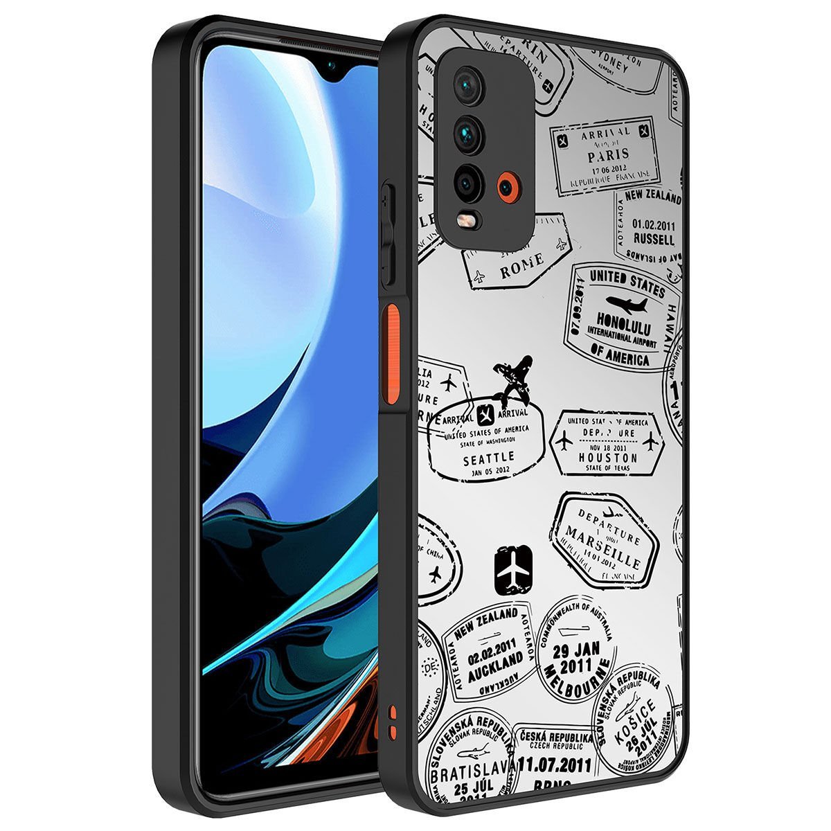 Xiaomi Redmi 9T Kılıf Aynalı Desenli Kamera Korumalı Parlak Renkli Sert Kapak (Mirror) Yazı