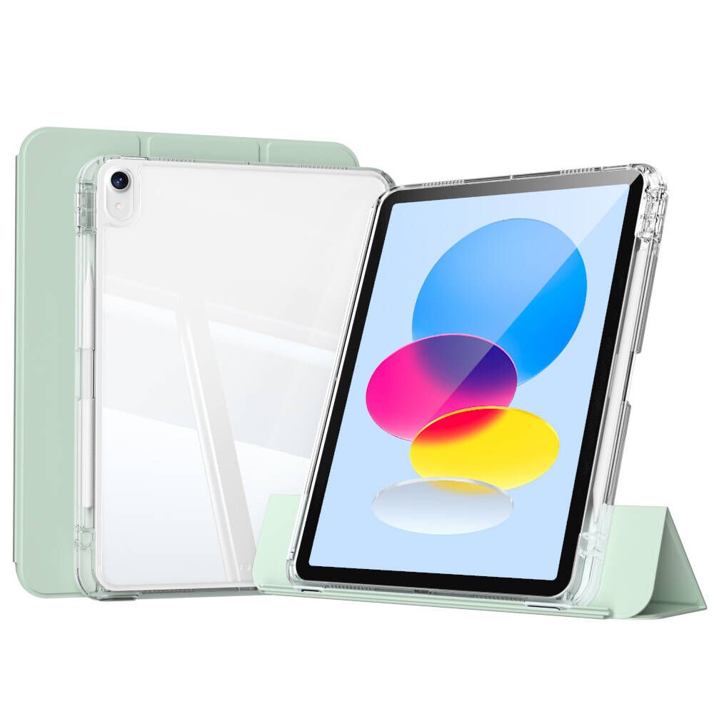 Apple iPad 10.9 2022 (10.Nesil) Tablet Kılıf Magnetik Airbagli Ultra Korumalı Kapak (Sliding) Açık Yeşil
