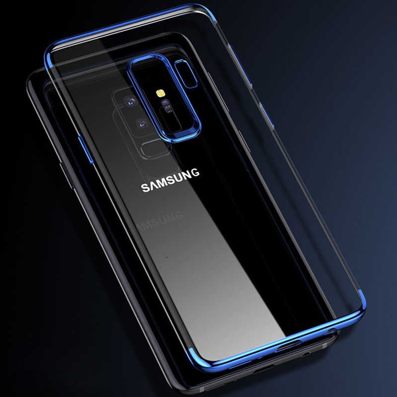 Samsung Galaxy J8 Kılıf Dört Köşe Renkli Lazer Şeffaf Silikon Kapak (GLİTTER) Gri