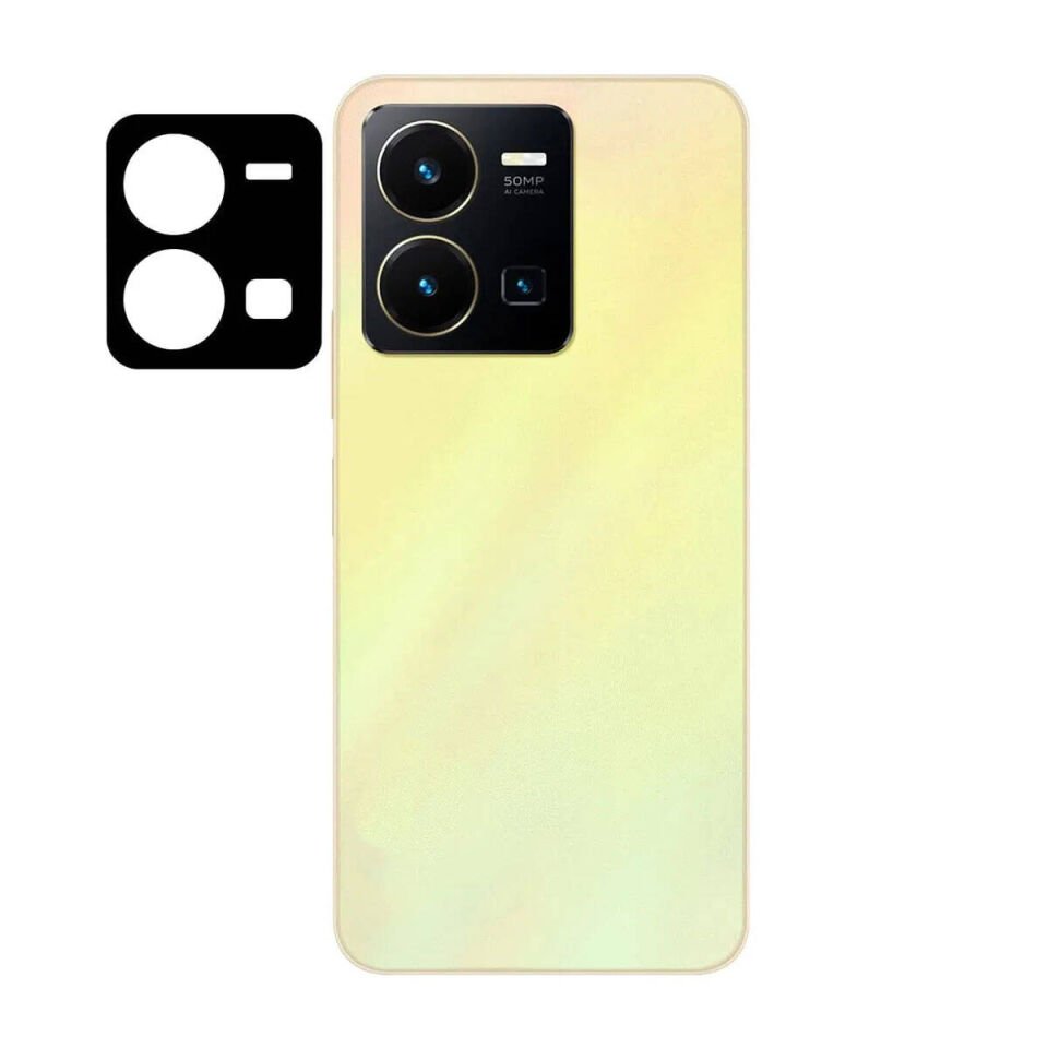 Vivo Y35S Kamera Lens Koruyucu Siyah Çerçeveli Korunaklı (3D K.C) Siyah