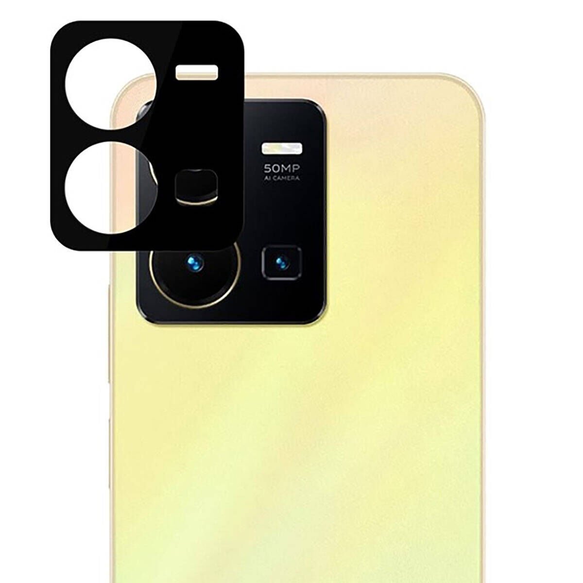 Vivo Y35S Kamera Lens Koruyucu Siyah Çerçeveli Korunaklı (3D K.C) Siyah