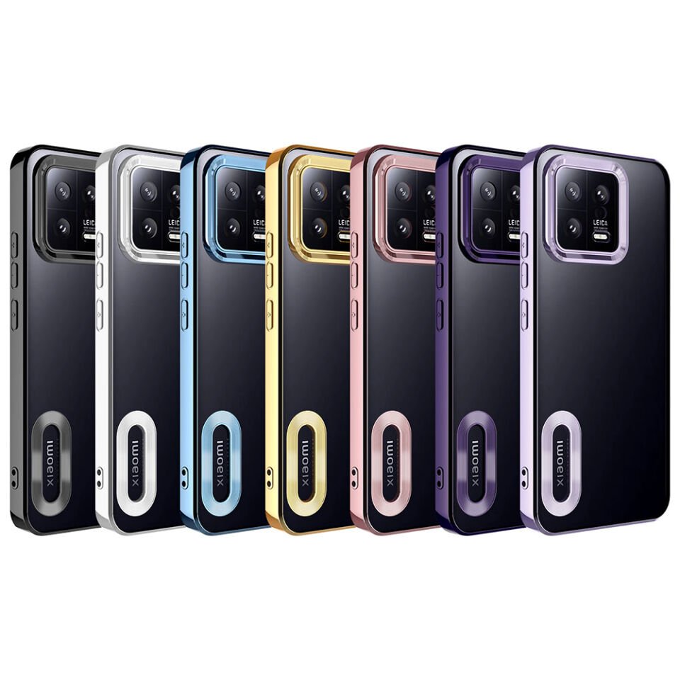 Xiaomi Mi 13 Kılıf Kamera Lens Korumalı Logo Gösteren Parlak Kenarlı Kapak (OMEGA) Lila