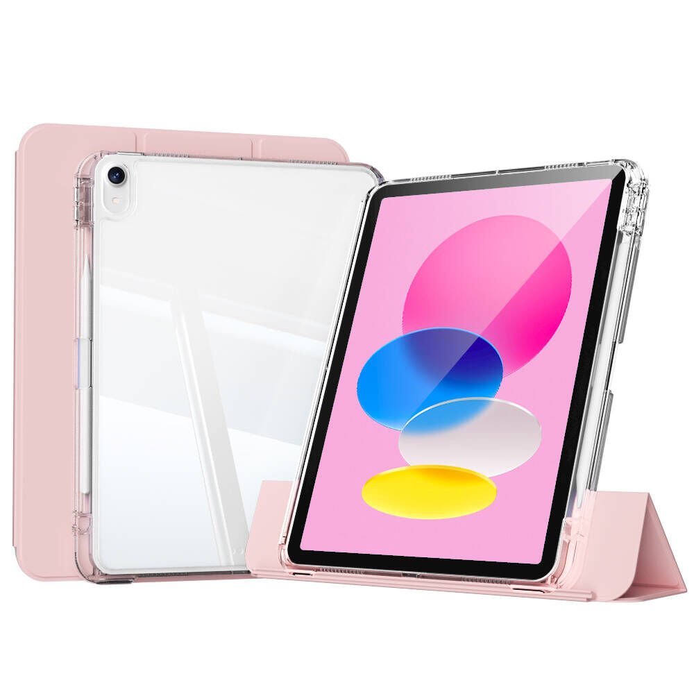 Apple iPad 10.9 2022 (10.Nesil) Tablet Kılıf Magnetik Airbagli Ultra Korumalı Kapak (Sliding) Pembe