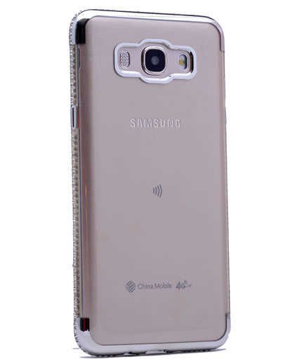 Galaxy J7 2016 Kılıf Zore Kenarı Tek Sıra Taşlı Silikon