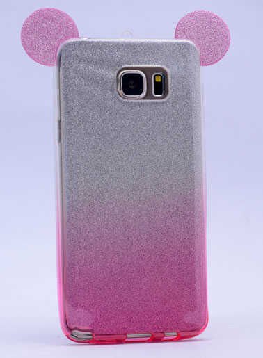 Samsung Galaxy S7 Edge Kılıf HEPTEKİLETİŞİM Micky Kulaklı Simli Silikon