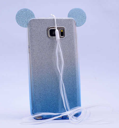 Samsung Galaxy S7 Edge Kılıf HEPTEKİLETİŞİM Micky Kulaklı Simli Silikon