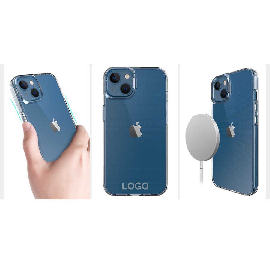 Apple  iPhone 14 Plus Kılıf Standlı Köşe ve Kamera Korumalı Sert Sararmaz Şeffaf Kapak (Skuba) Rose Gold
