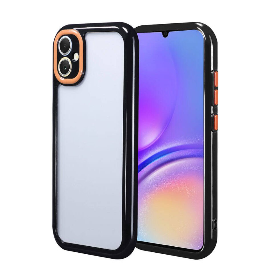 Samsung Galaxy A05 Kılıf Kamera Korumalı Renkli Kenar ve Çerçeve Tasarımlı Kapak (Vitamin) Siyah