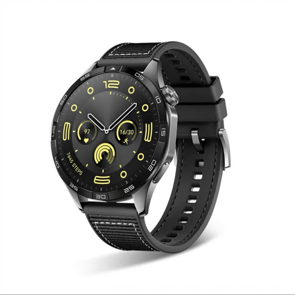 Huawei Watch GT 3 46mm Silikon Kordon Dikiş Desenli (krd-102) Siyah