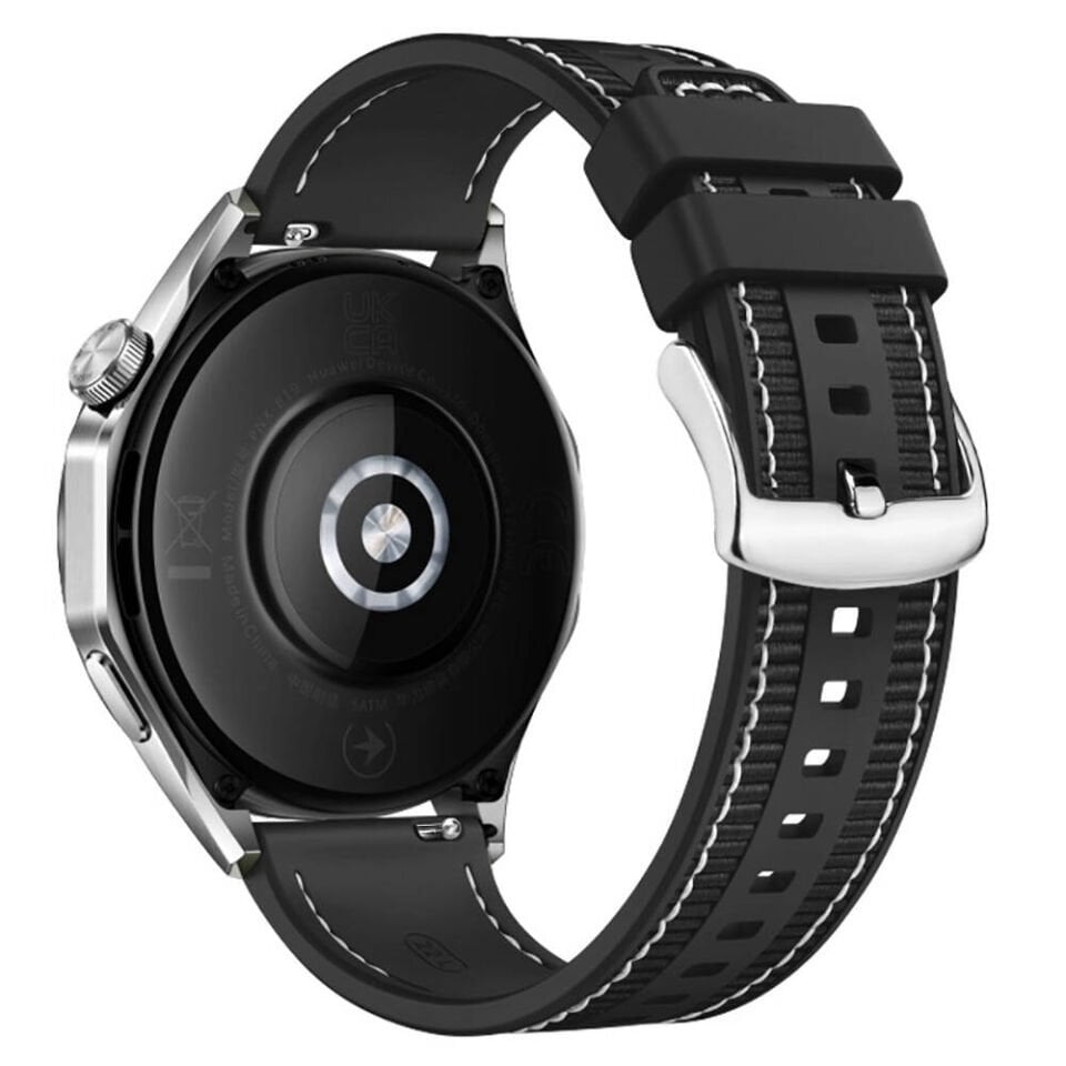 Huawei Watch GT 3 46mm Silikon Kordon Dikiş Desenli (krd-102) Siyah