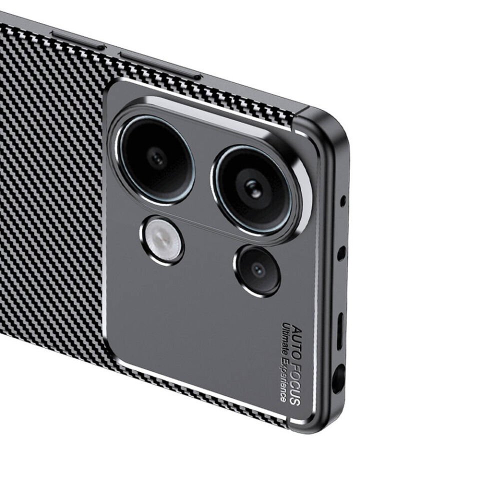 Xiaomi Redmi Note 13 4G Kılıf Kamera Çıkıntılı Karbon Fiber Dokulu Renk Atmaz Kapak (NEGRO) Siyah