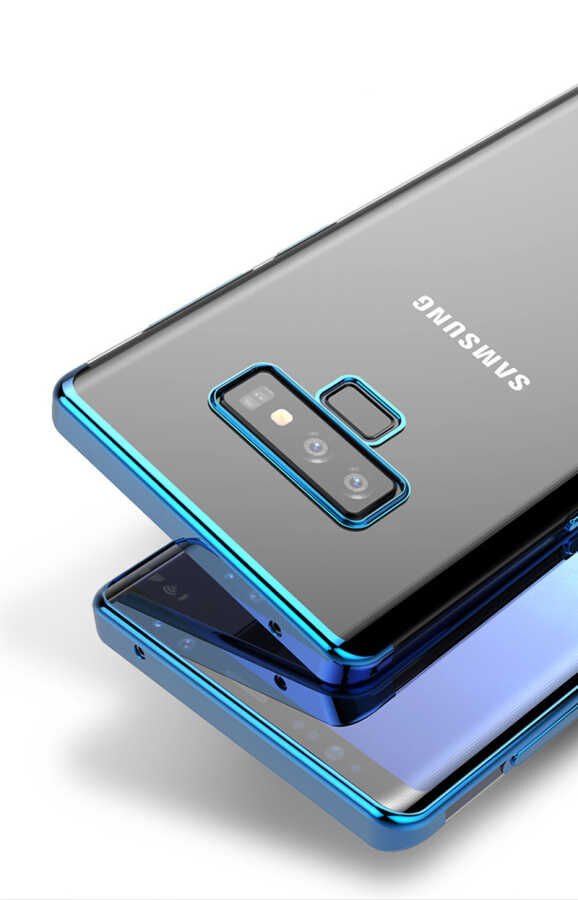 Samsung Galaxy Note 9 Kılıf Dört Köşe Renkli Lazer Şeffaf Silikon Kapak (GLİTTER) Gri