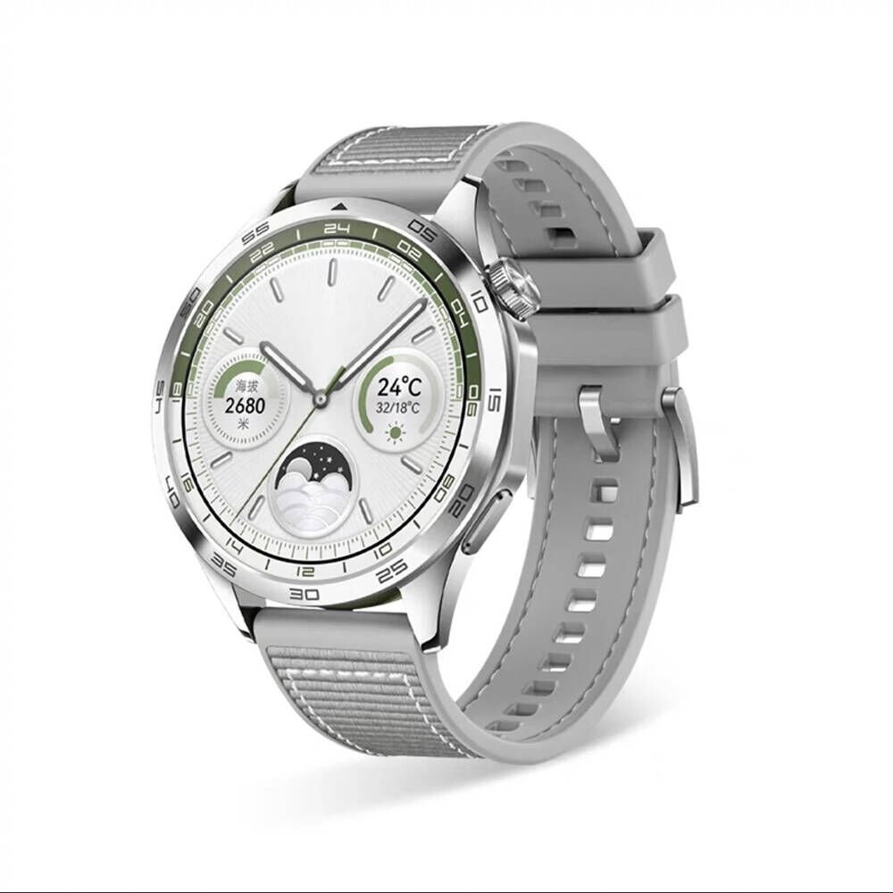 Huawei Watch GT 3 46mm Silikon Kordon Dikiş Desenli (krd-102) Gri