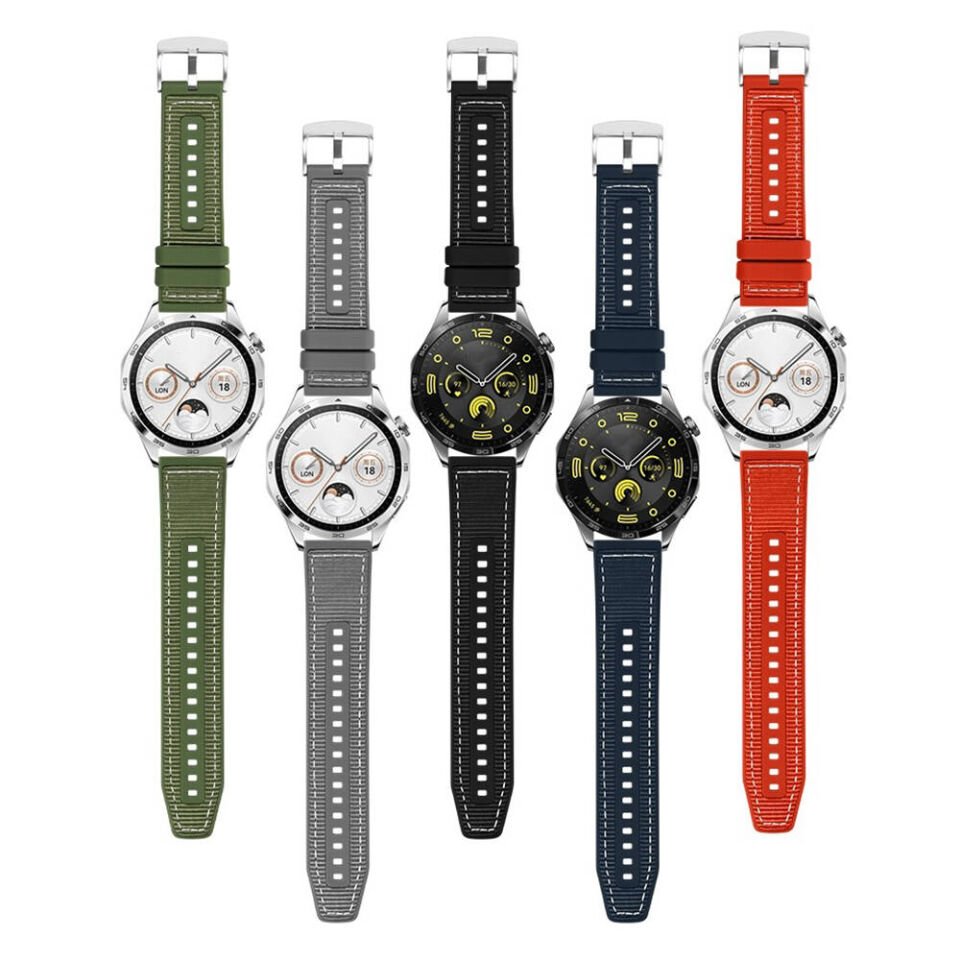 Huawei Watch GT 3 46mm Silikon Kordon Dikiş Desenli (krd-102) Gri