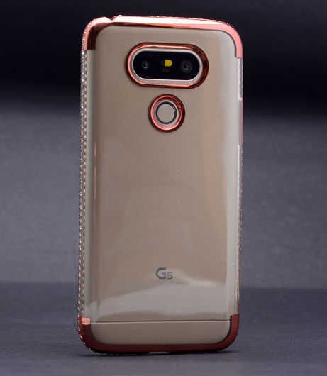 LG G5 Kılıf Zore Kenarı Tek Sıra Taşlı Silikon