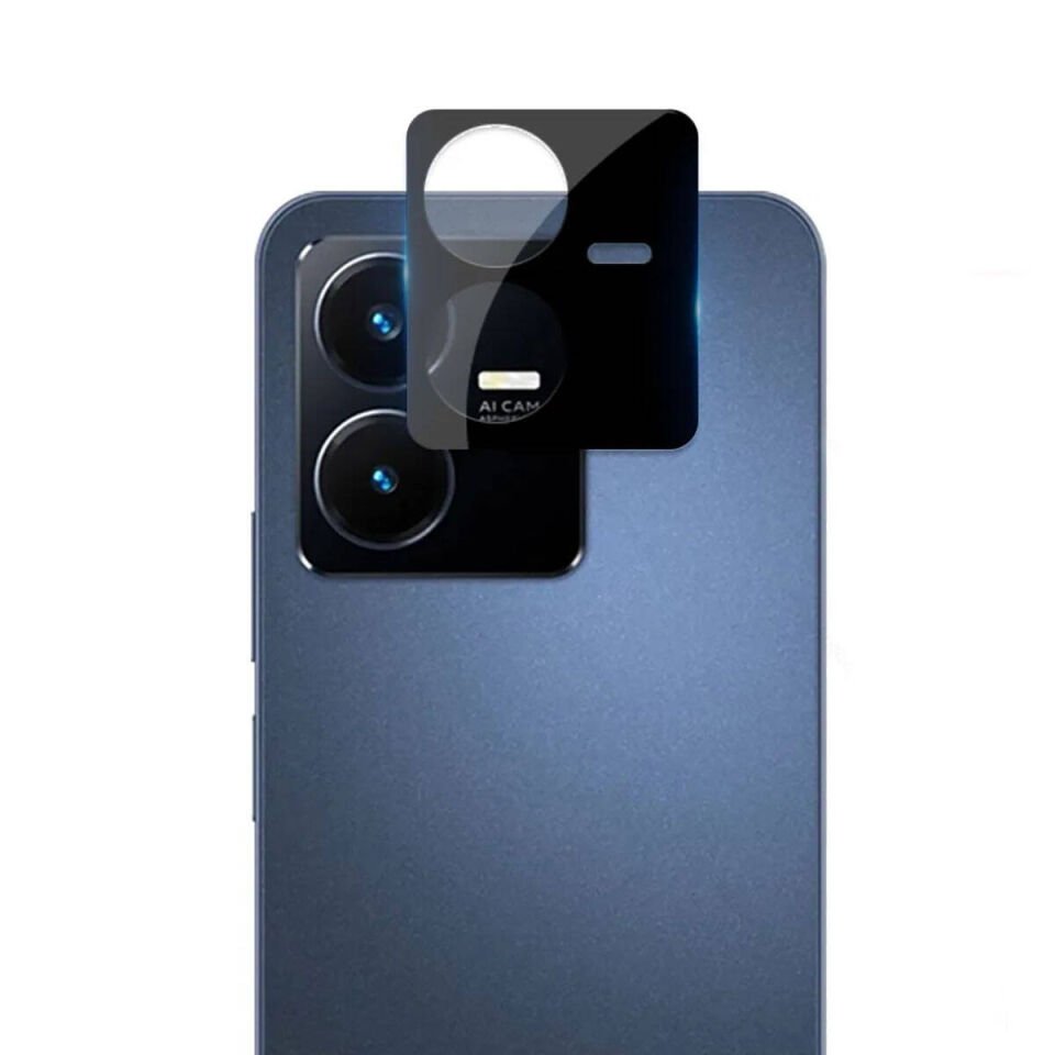 Vivo Y22 Kamera Lens Koruyucu Siyah Çerçeveli Korunaklı (3D K.C) Siyah