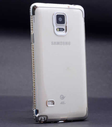 Galaxy Note 4 Kılıf Zore Kenarı Tek Sıra Taşlı Silikon