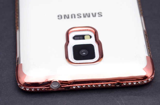 Galaxy Note 4 Kılıf Zore Kenarı Tek Sıra Taşlı Silikon
