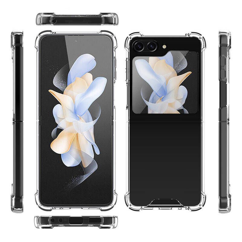 Samsung Galaxy Z Flip 5 Şeffaf Kılıf Köşelerde Darbelere Karşı Ultra Kalınlık (ANTİSHOCK) Renksiz