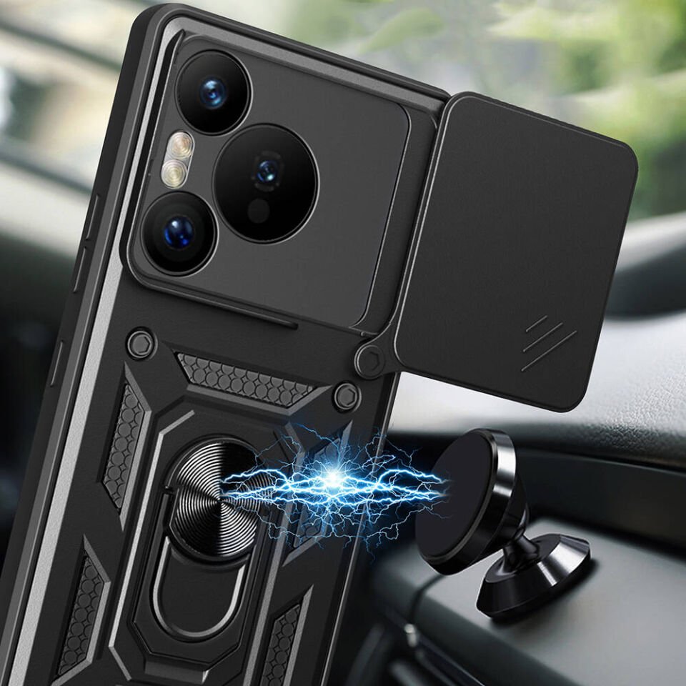 Huawei Pura 70 5G Kılıf Magnetik Standlı Kamera Korumalı HEPTEKİLETİŞİM Sürgülü Vega Kapak
