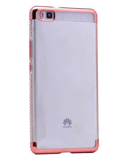 Huawei P8 Lite Kılıf Zore Kenarı Tek Sıra Taşlı Silikon