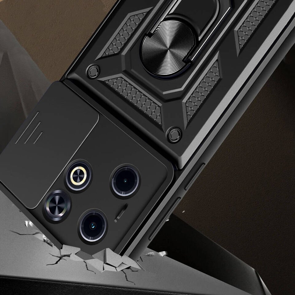İnfinix Hot 40i Kılıf Magnetik Standlı Kamera Korumalı HEPTEKİLETİŞİM Sürgülü Vega Kapak