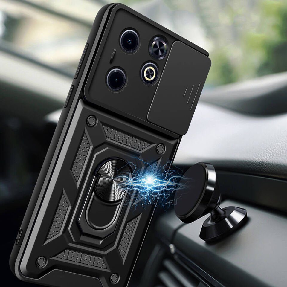 İnfinix Hot 40i Kılıf Magnetik Standlı Kamera Korumalı HEPTEKİLETİŞİM Sürgülü Vega Kapak