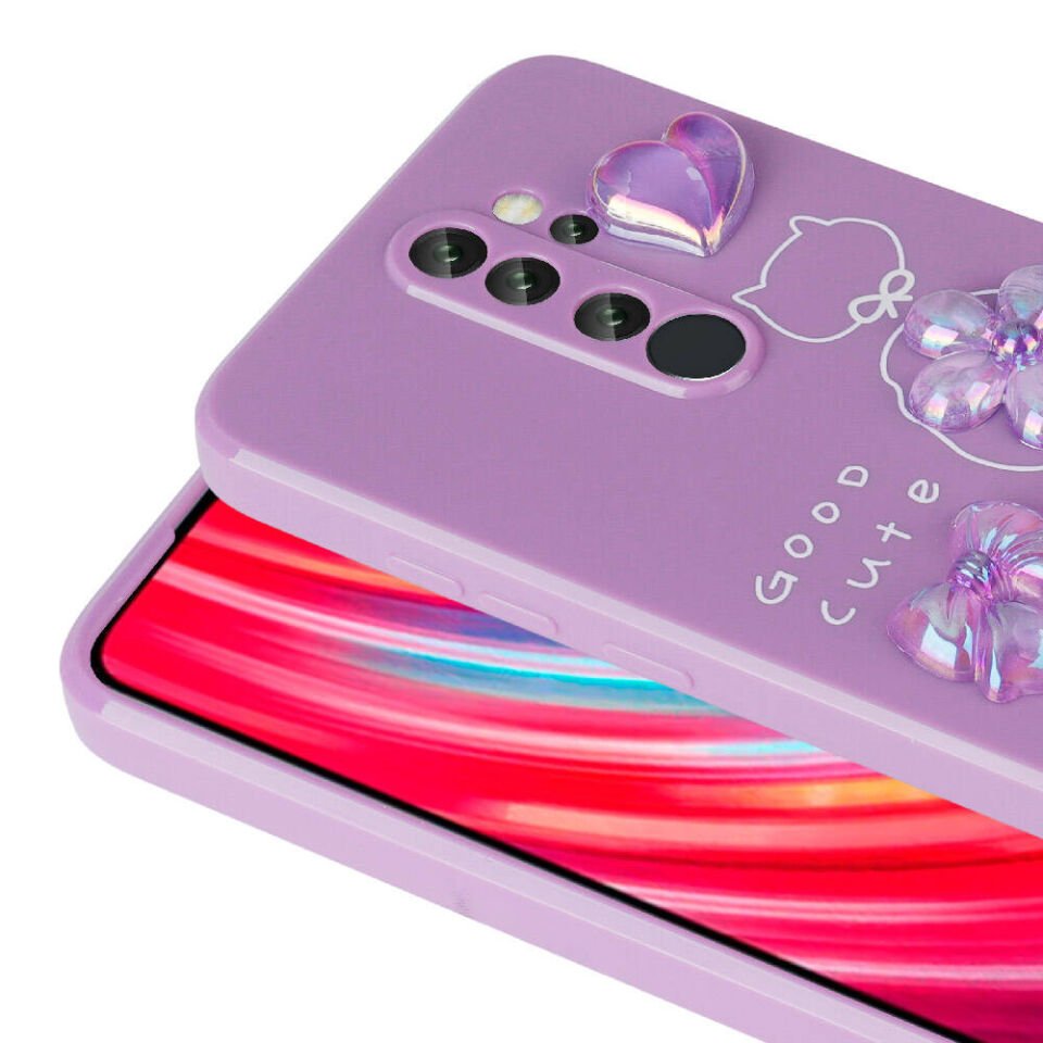 Xiaomi Redmi Note 8 Pro Kılıf Kamera Korumalı Kabartma Figürlü Parlak Silikon Kapak (Toys) Açık Yeşil