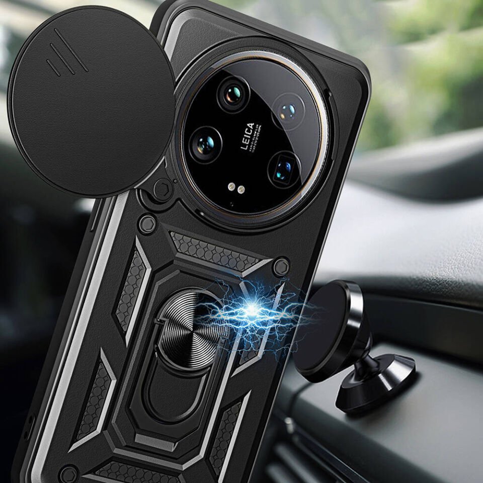 Xiaomi Mi 14 Ultra Kılıf Magnetik Standlı Kamera Korumalı HEPTEKİLETİŞİM Sürgülü Vega Kapak
